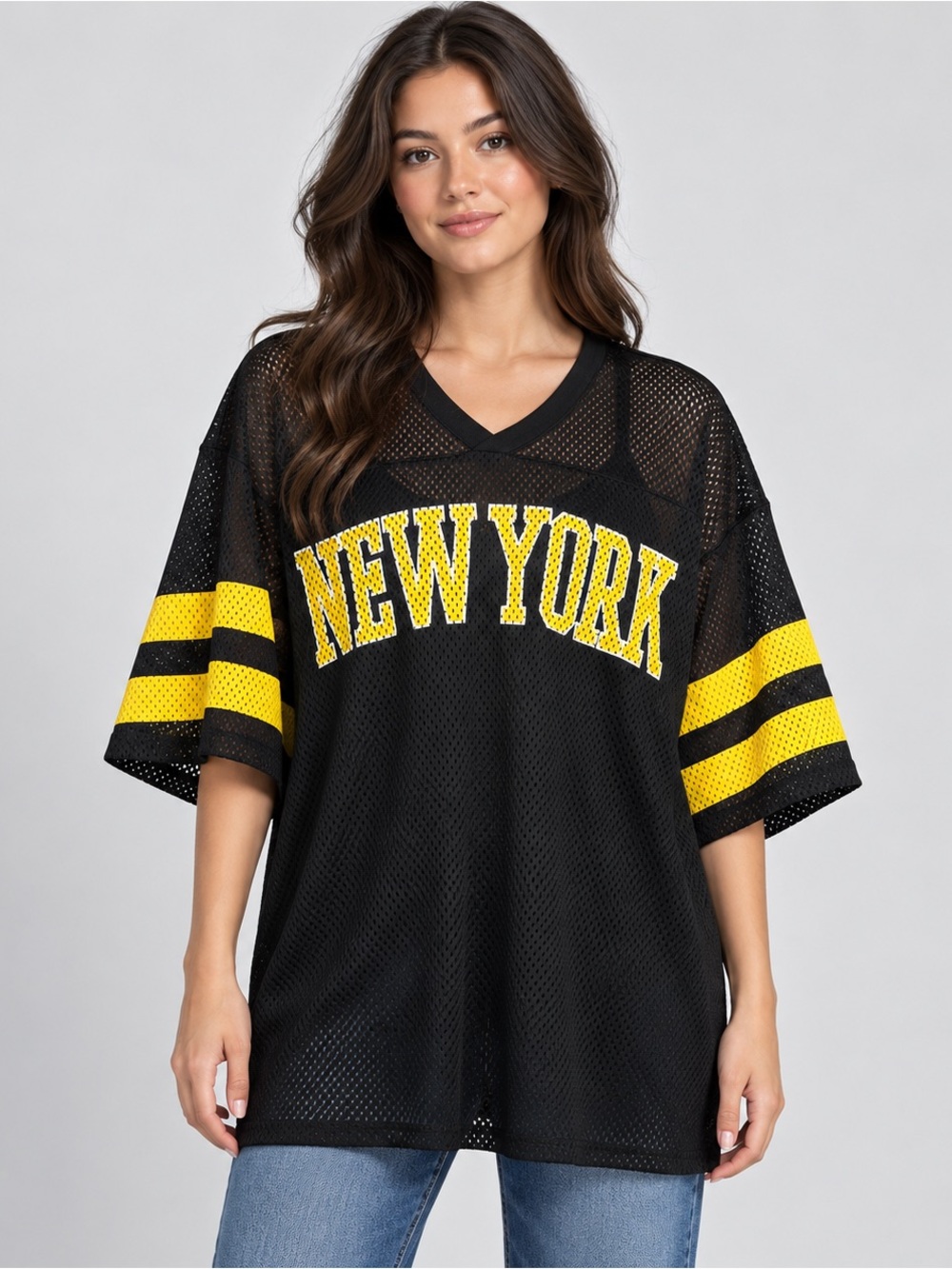 Fashion Nova New York Mesh Football Jersey Tee M